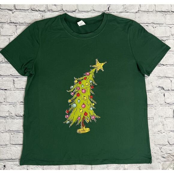 Women’s Whimsical Green Christmas Tree Shirt Whoville Grinch Tree Size Med NEW‎ - Picture 5 of 8